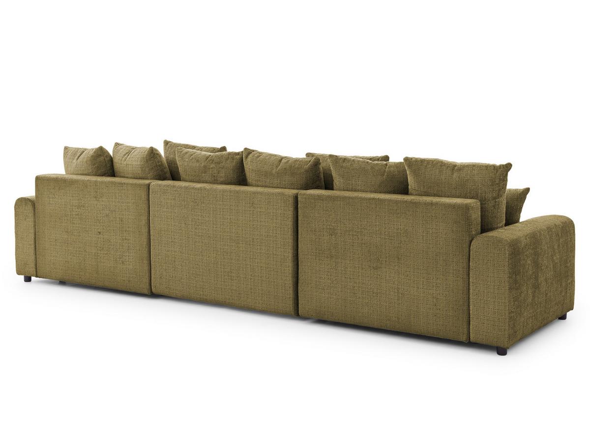WOHNLANDSCHAFT Calma mit Schlaffunktion und Bettkasten im Bumpy-Design aus weichem Grün Chenille-Stoff - Schwarz/Grün, Holz/Kunststoff (336/88/140cm) - S-Style