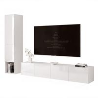 WOHNWAND ANGEL LINE I 2-teilig, mit LED-Beleuchtung, Weiß Hochglanz - Weiß Hochglanz, Holzwerkstoff (240/180/40cm) - Idohome