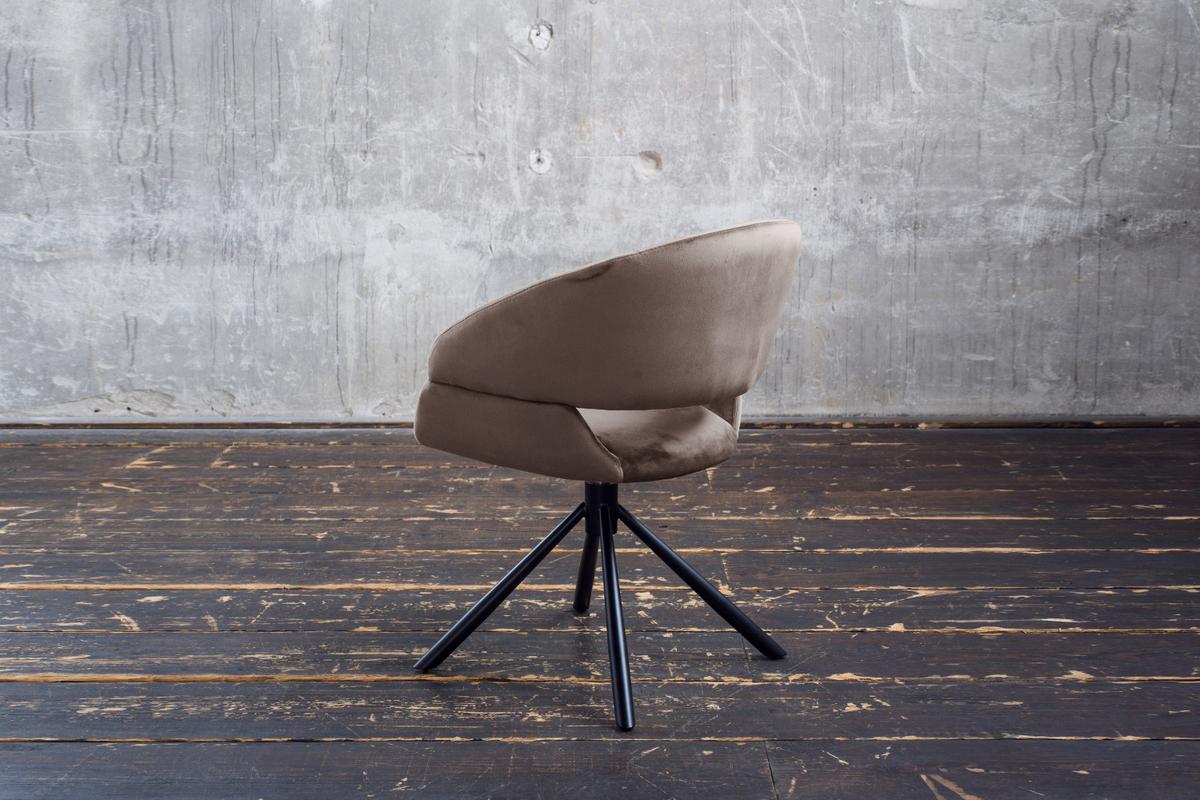 ESSZIMMERSTUHL LARA Taupe Velvet Drehbar (360°) (1er-Set) - Taupe, Kunststoff/Textil (61/82/62cm) - KAWOLA