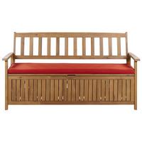 GARTENBANK 3-Sitzer Heller Holzfarbton Sovana - Hellbraun/Rot, Holz (160/91/60cm) - Beliani