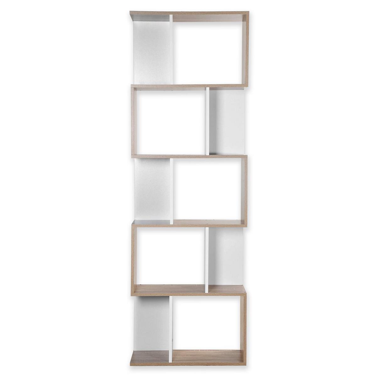 BÜCHERREGAL mit mehreren Fächern H180 cm - Dekor Holz und Weiß - Eschefarben, Holzwerkstoff (24/180/29cm) - Calicosy