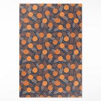 TEPPICH 100x150 cm Orangen und Blätter Illustration - Koralle, Kunststoff (100/150cm) - Wallfluent