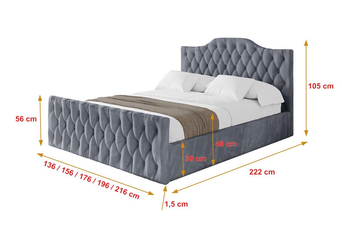POLSTERBETT mit Bettkasten, Fußteil und Lattenrost, Boxbett mit Matratze H3/H4 - FALIO-Z 120x200 Grau - Grau, Holzwerkstoff/Textil (120/200cm) - ALTDECOR
