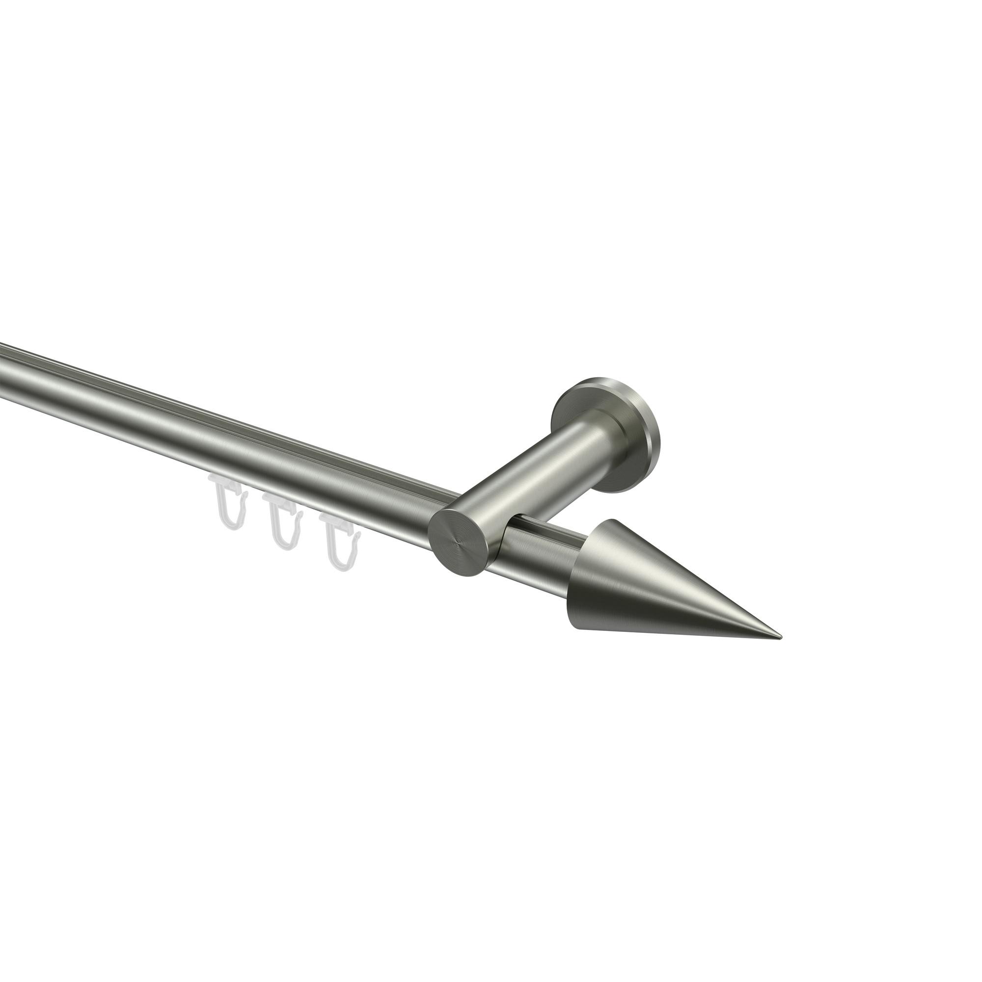 GARDINENSTANGE INNENLAUF Platon Savio 240 cm (geteilt in 2 x 120 cm), 1-läufig, 20 mm Ø Edelstahl-Optik - Edelstahlfarben, Metall (240cm) - INTERDECO