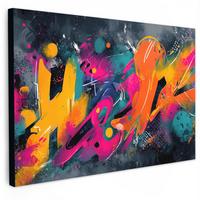 LEINWANDBILD Abstrakt - Graffiti - Farbenfroh - Farbspritzer Gemälde 60x40 cm - Multicolor, Textil (60/40cm) - MuchoWow
