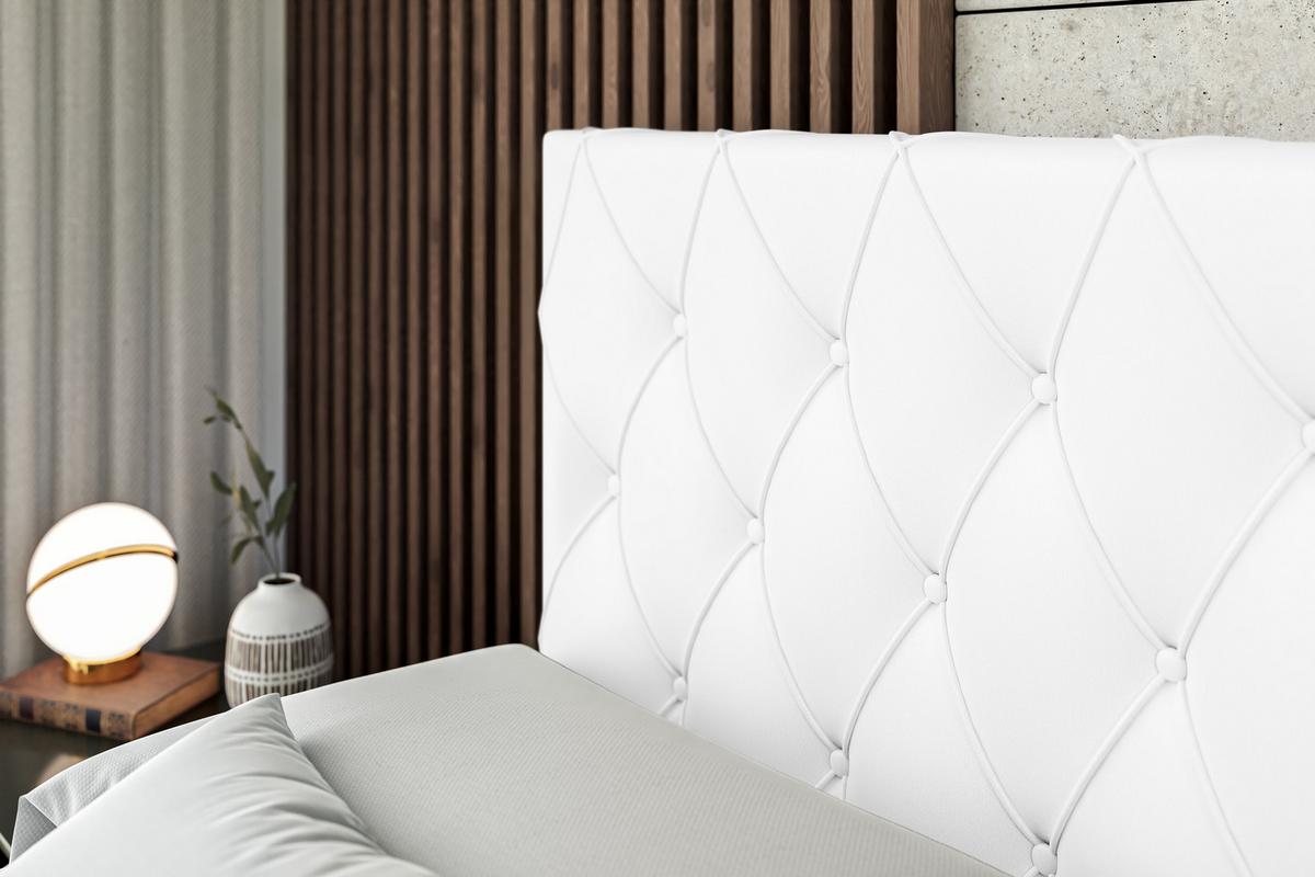 BOXBETT AMAY-Z - 140x200 cm - H3 - Weiß Hochglanz - Weiß, Holzwerkstoff (140/200cm) - ALTDECOR