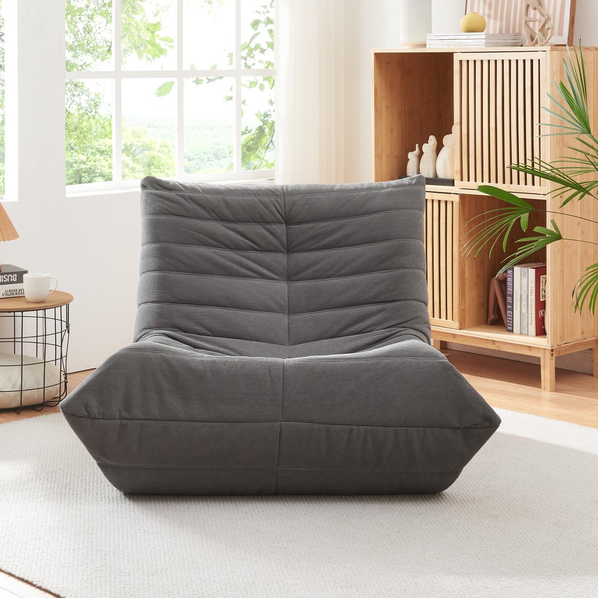 BODENSESSEL Kodsø - Grau, Textil (90/75/100cm) - [en.casa]