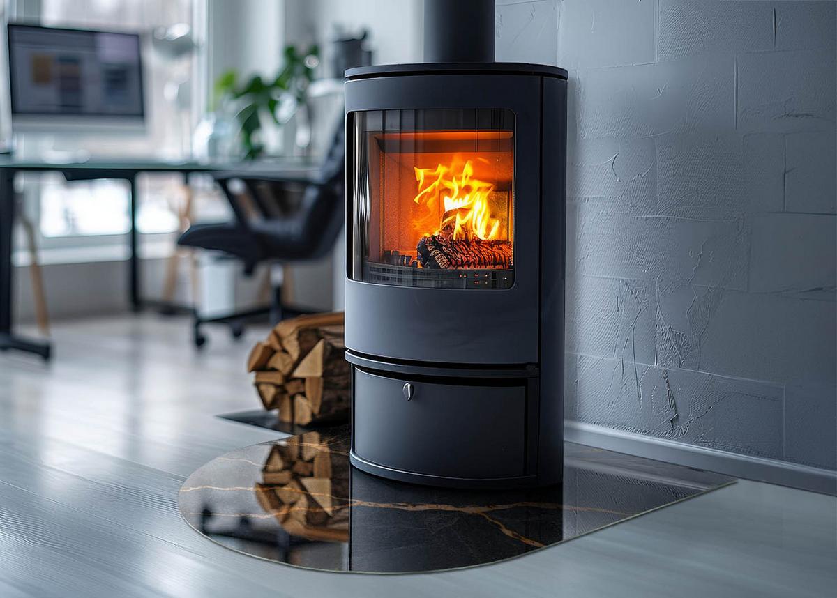 GLASPLATTE für Kamin 80x70 cm - Schwarz, Glas (80/70/0.4cm) - TULUP