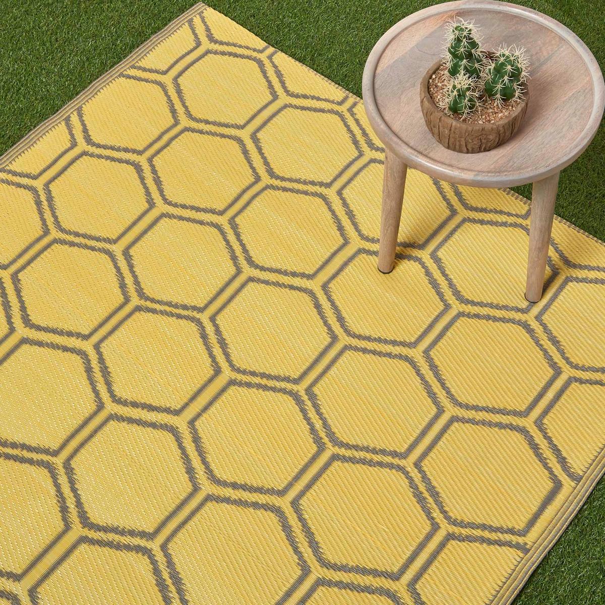 OUTDOORTEPPICH Wabenmuster 122/182 cm - Gelb, Kunststoff (122/182cm) - Homescapes