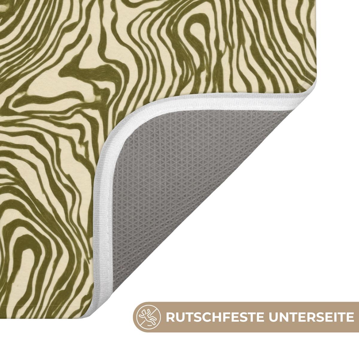 BADEMATTE Abstrakt - Marmor - Grün 60x40 cm - Dunkelgrün, Textil (60/40cm) - OnlyWow