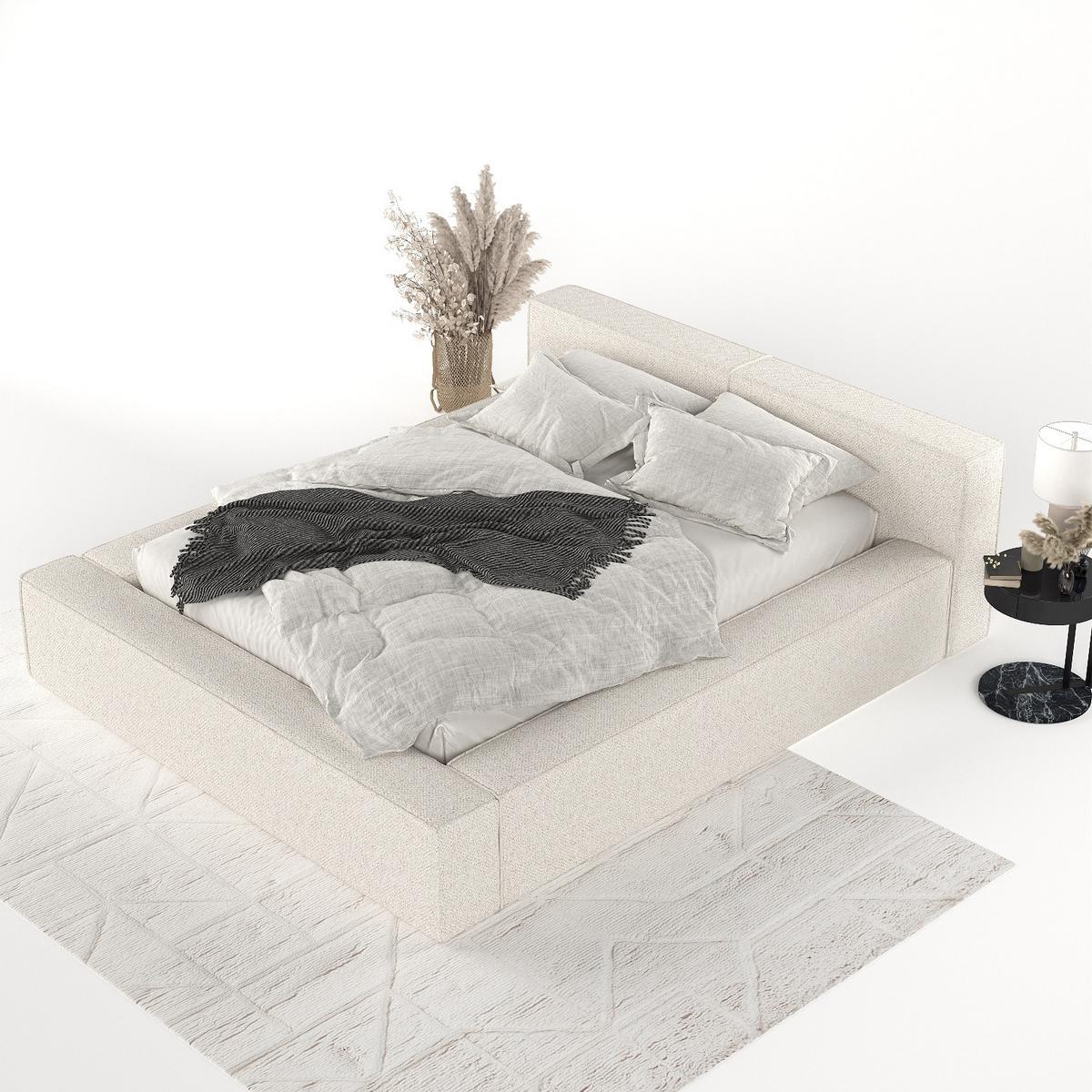 POLSTERBETT Casto mit Stauraum 140/200 cm Creme im Blur Stoff - Creme/Schwarz, Holz/Holzwerkstoff (140/200cm) - AltaBeds