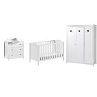 BABYZIMMER SET Kamila 4tlg Weiß Bett Kommode Schrank - Weiß, Holz (57/191/159cm) - 58aufmkessel