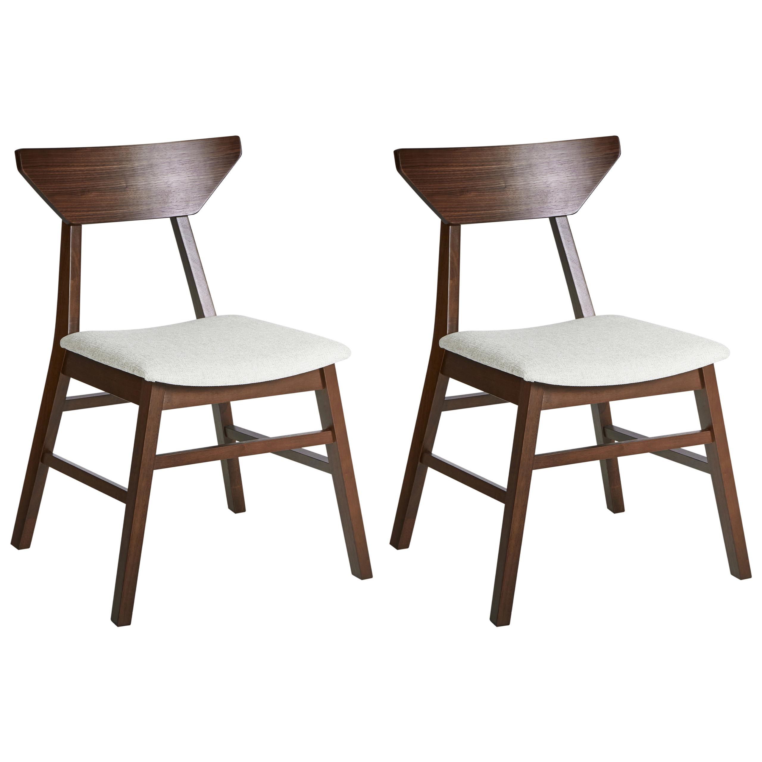 ESSZIMMERSTUHL 2er-Set Dunkelbraun Hopkins - Dunkelbraun/Beige, Holz (54/79/57cm) - Beliani