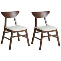 ESSZIMMERSTUHL 2er-Set Dunkelbraun Hopkins - Dunkelbraun/Beige, Holz (54/79/57cm) - Beliani