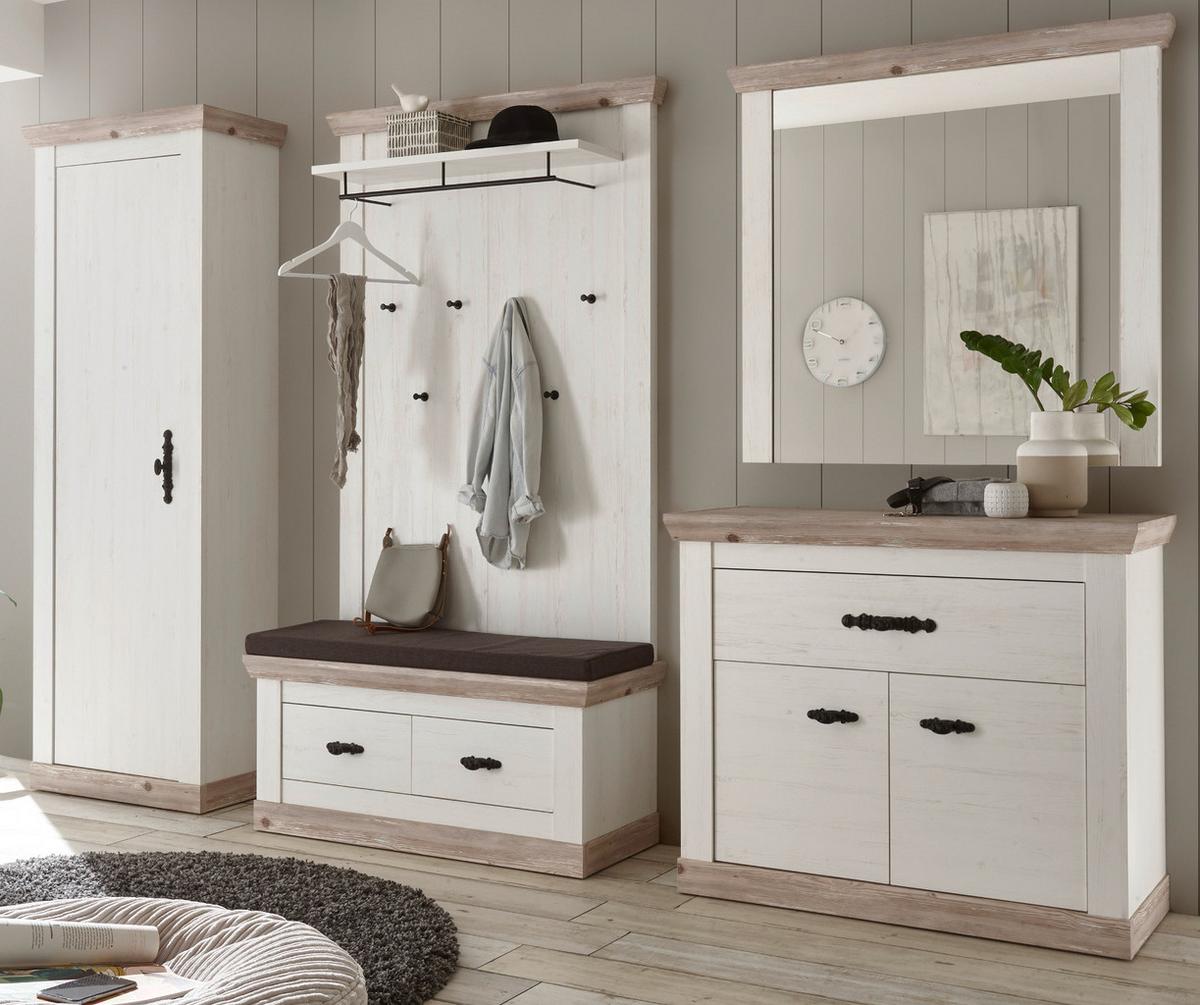 GARDEROBENSPIEGEL Pinie weiß, Oslo Pinie Landhaus, Spiegel, 107 x 110 cm - Weiß/Pinienfarben, Holzwerkstoff (107/110/8cm) - Furn.Design