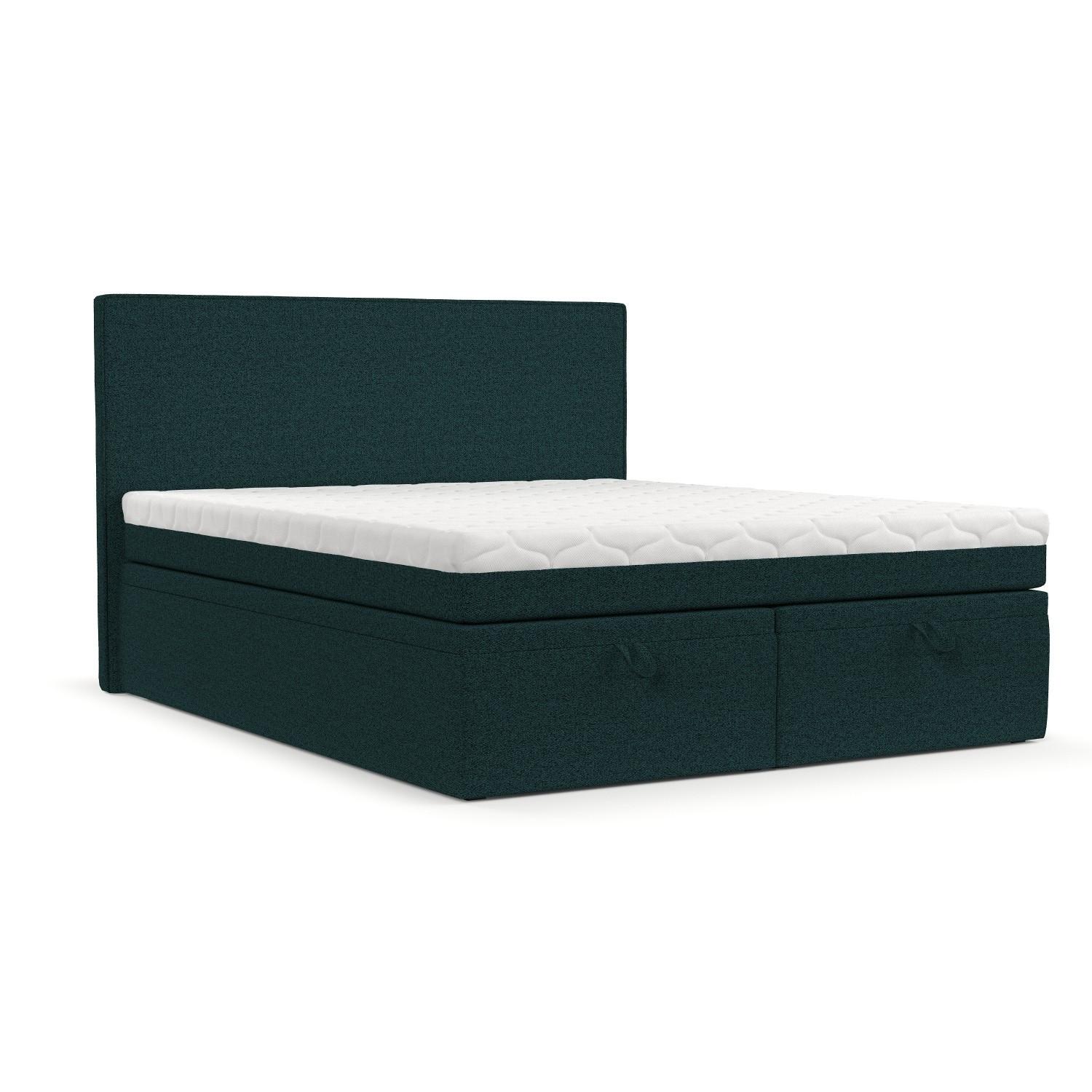 BOXBETT Zalla 140/200 cm Grün im Riva Stoff - Schwarz/Grün, Holz/Holzwerkstoff (140/200cm) - AltaBeds