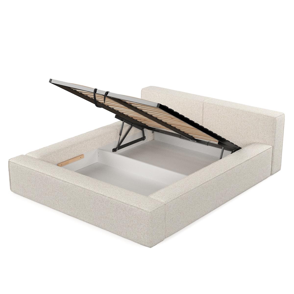 POLSTERBETT Casto mit Stauraum 160/200 cm Hellbeige im Blur Stoff - Beige/Schwarz, Holz/Holzwerkstoff (160/200cm) - AltaBeds