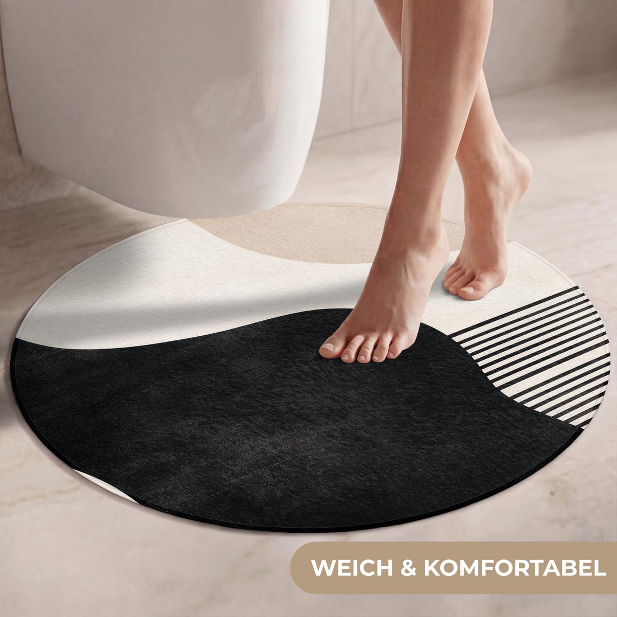 WC-VORLEGER Abstrakt - Japandi - Beige - Modern Toilettenteppich 70x70 cm - Beige, Textil (70/1cm) - OnlyWow
