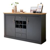 SIDEBOARD Grau, Eiche Wotan, Landhaus Kommode 169 x 104 cm mit Soft-Close - Silberfarben/Eiche Wotan, Holzwerkstoff/Kunststoff (169/104/45cm) - Furn.Design