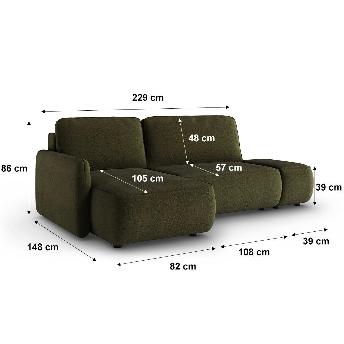 ECKSOFA Alessio 3 Sitzplätze Grün - Grün, Holz (229/148cm) - Petits-meubles