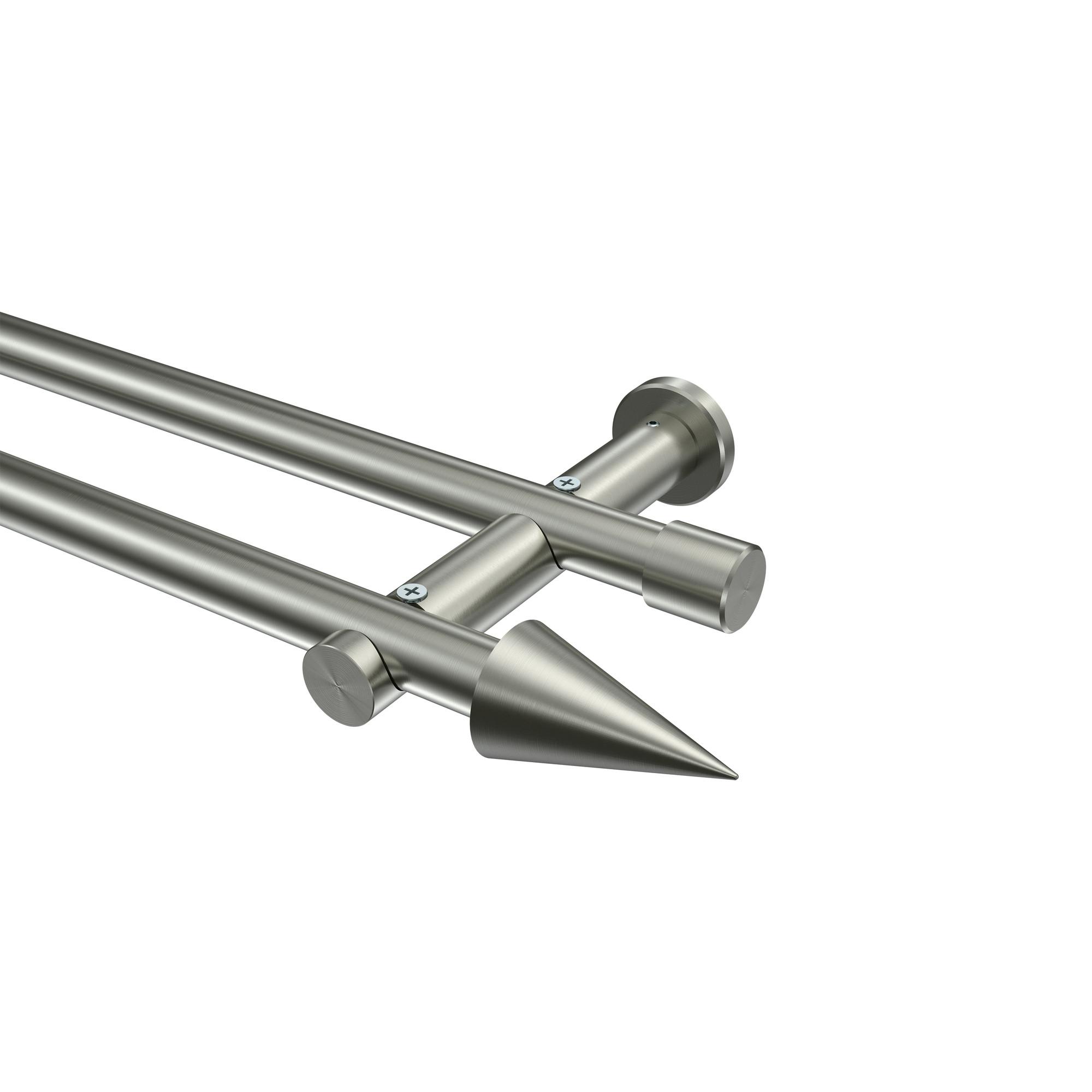 GARDINENSTANGE Platon Savio 100 cm, 2-läufig (ohne Ringe), 20 mm Ø Edelstahl-Optik - Edelstahlfarben, Metall (100cm) - INTERDECO