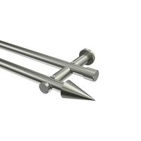 GARDINENSTANGE Platon Savio 100 cm, 2-läufig (ohne Ringe), 20 mm Ø Edelstahl-Optik - Edelstahlfarben, Metall (100cm) - INTERDECO