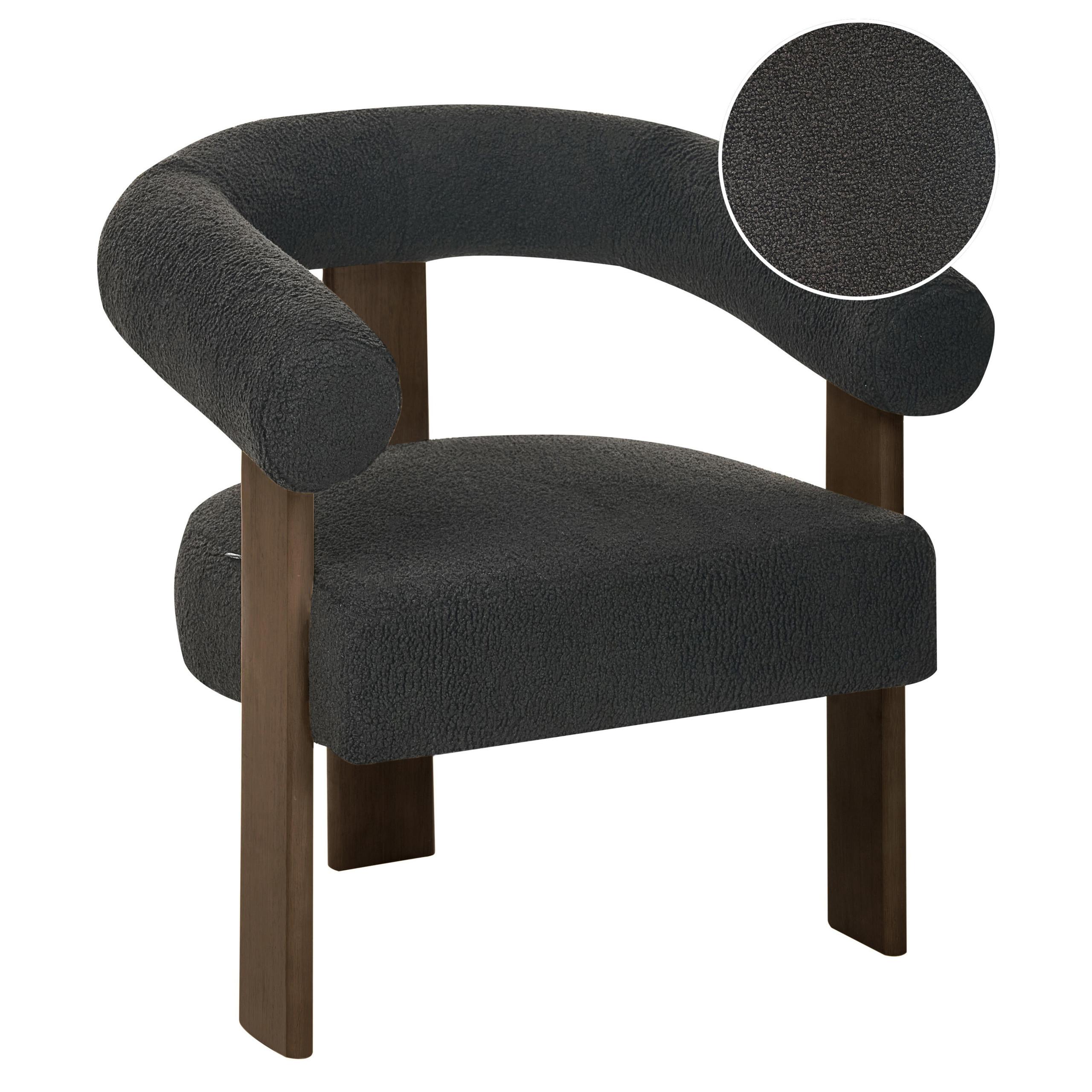 SESSEL Bouclé Schwarz/Dunkelbraun Ilbro - Schwarz, Textil (77/76/68cm) - Beliani