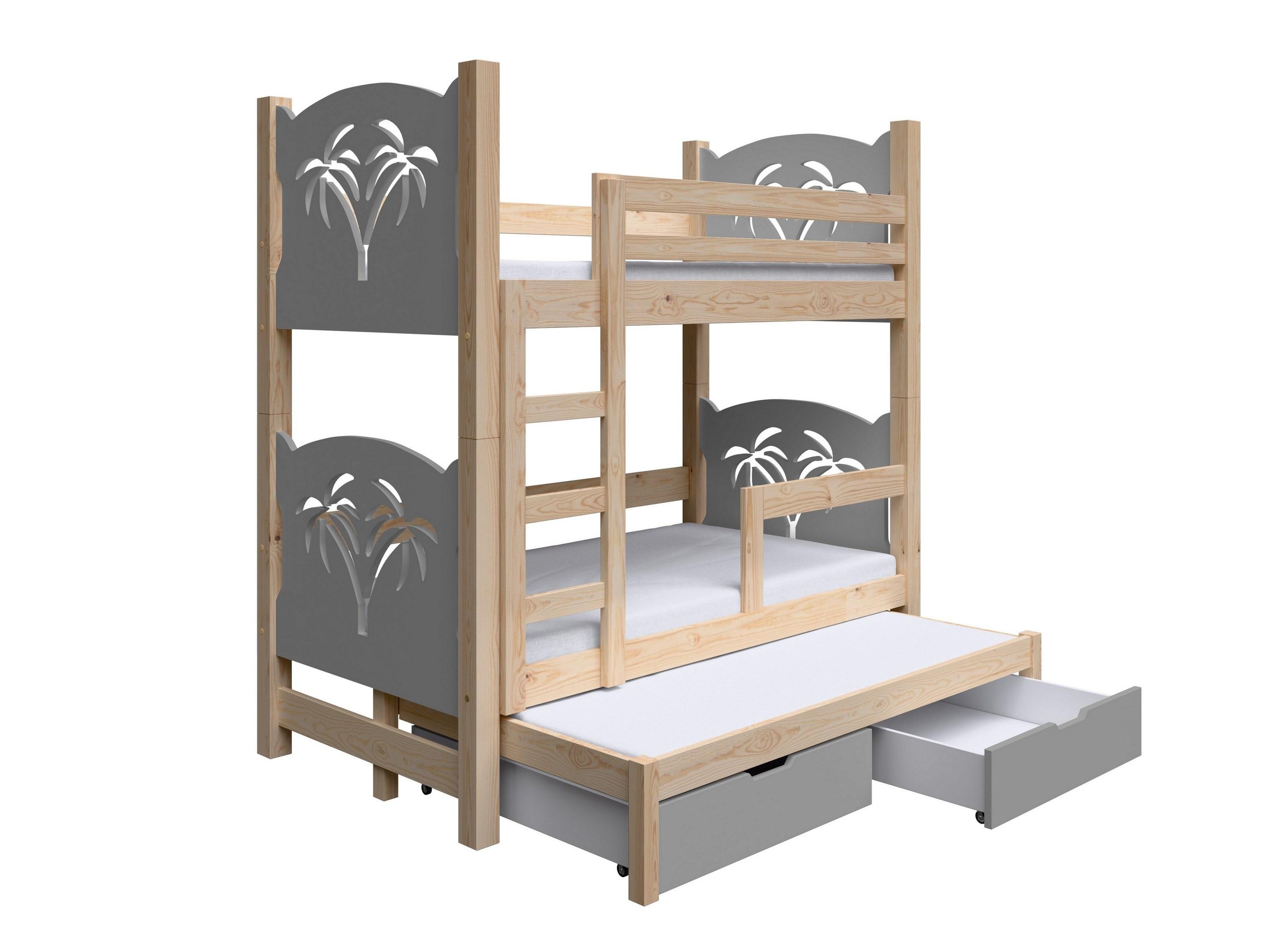 ETAGENBETT LEONE mit Bettkasten 80x180 cm Kieferfarben - Kieferfarben/Grau, Holz (80/180cm) - MASSENO