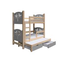 ETAGENBETT LEONE mit Bettkasten 80x180 cm Kieferfarben - Kieferfarben/Grau, Holz (80/180cm) - MASSENO
