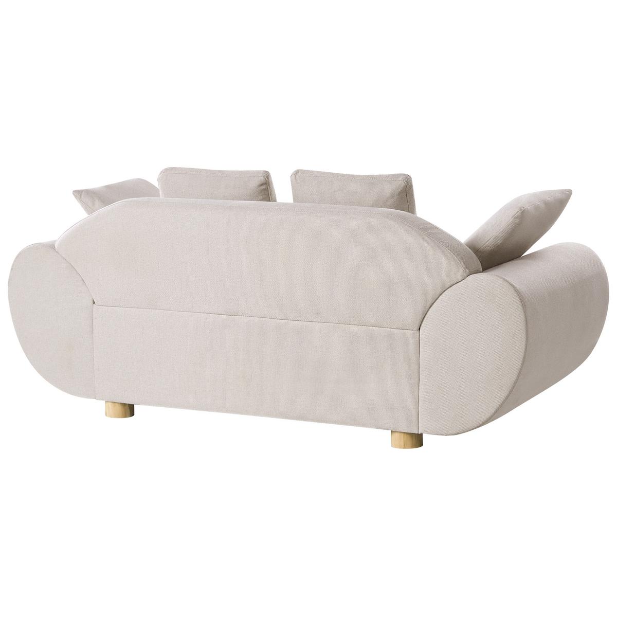SOFA-SET 4-Sitzer Stoff Hellbeige Ringel - Beige/Braun, Textil (189/75/87cm) - Beliani