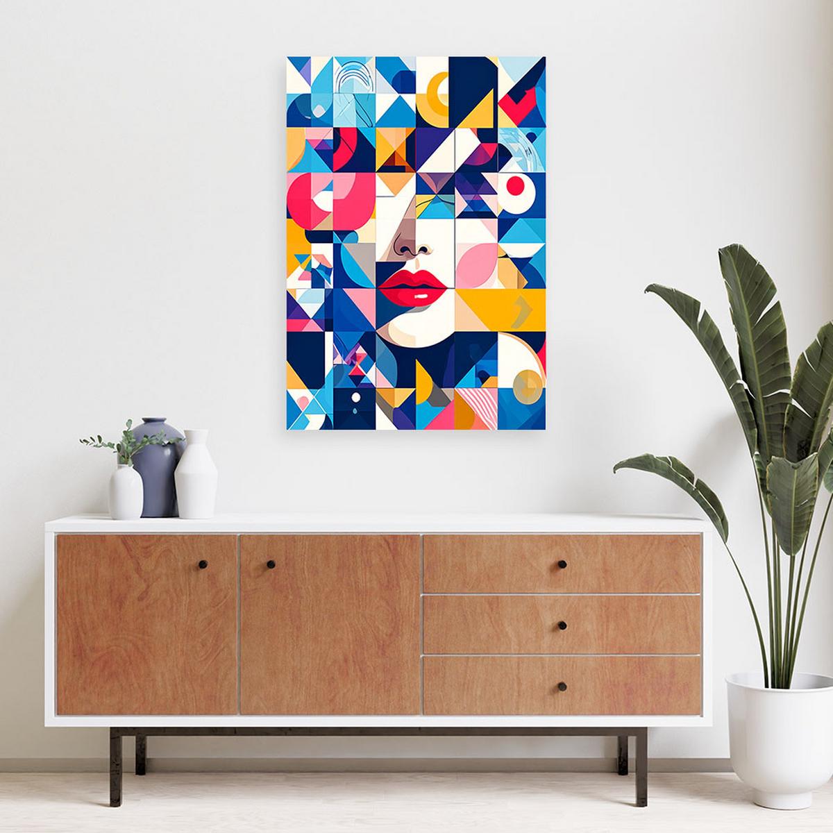 LEINWANDBILD Abstraktion Frau Bauhaus 60x90cm - Multicolor, Textil (60/90cm) - Feeby
