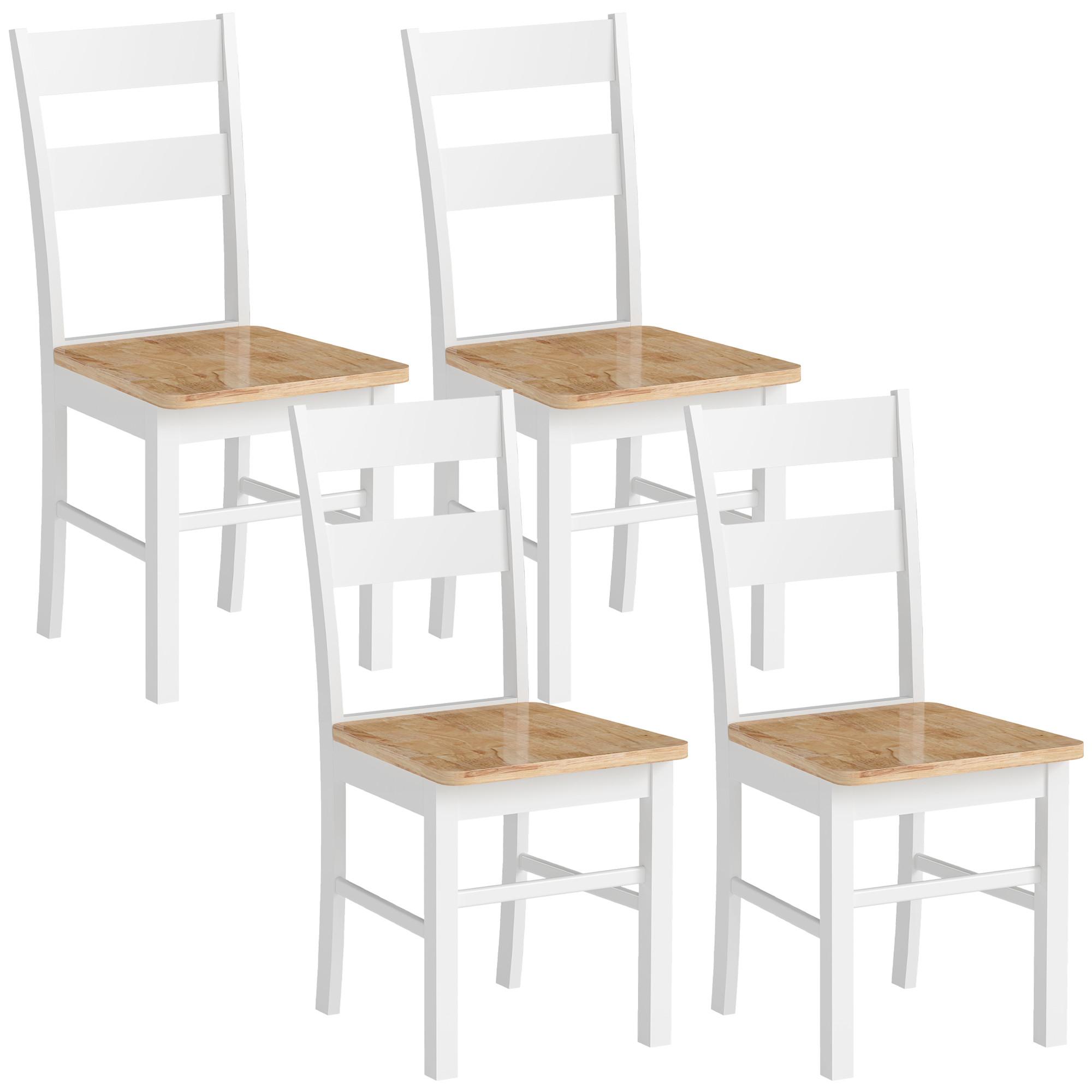 ESSZIMMERSTÜHLE 4er Set Eiche - Eichefarben/Weiß, Holz (40/88.5/50.5cm) - HOMCOM