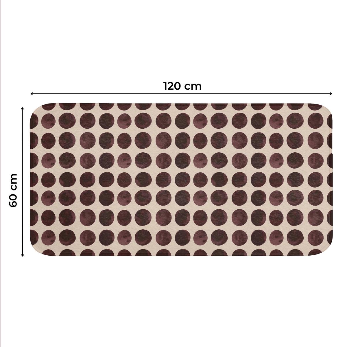 WC-VORLEGER Polka dots - Muster - Braun WC Teppich 120x60 cm - Bordeaux, Textil (120/1cm) - OnlyWow