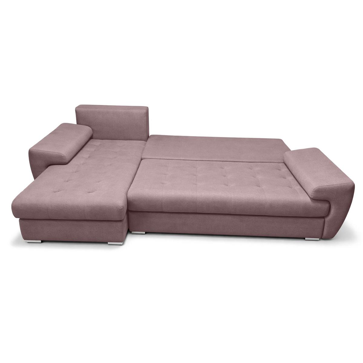 ECKSOFA L Form Manisa Rosa 234/145/83 cm Links mit Schlaffunktion - Silberfarben/Rosa, Kunststoff/Textil (145/234cm) - AX Living