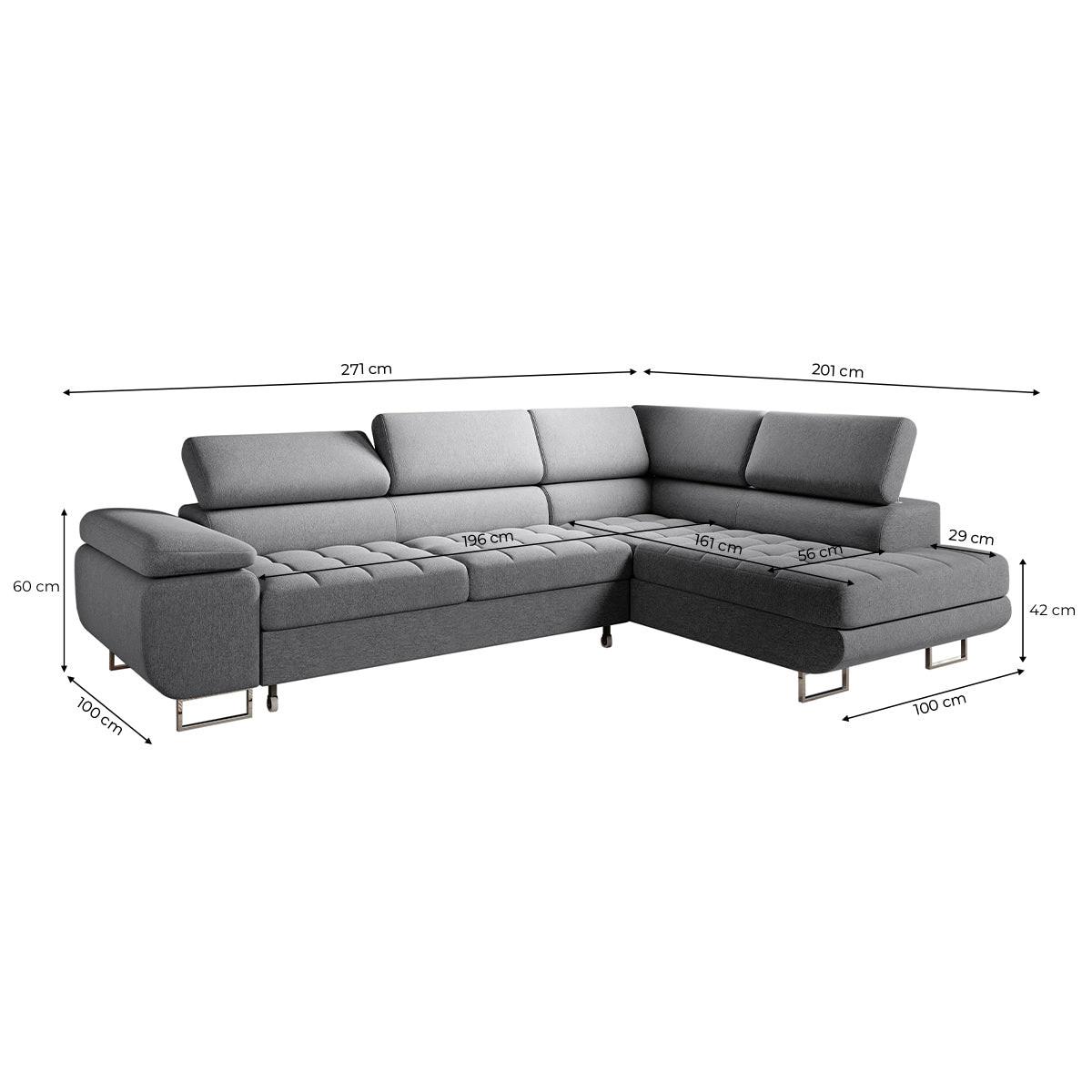 ECKSOFA Eden 4 Sitzplätze Anthrazitgrau - Grau, Textil (271/201cm) - Petits-meubles
