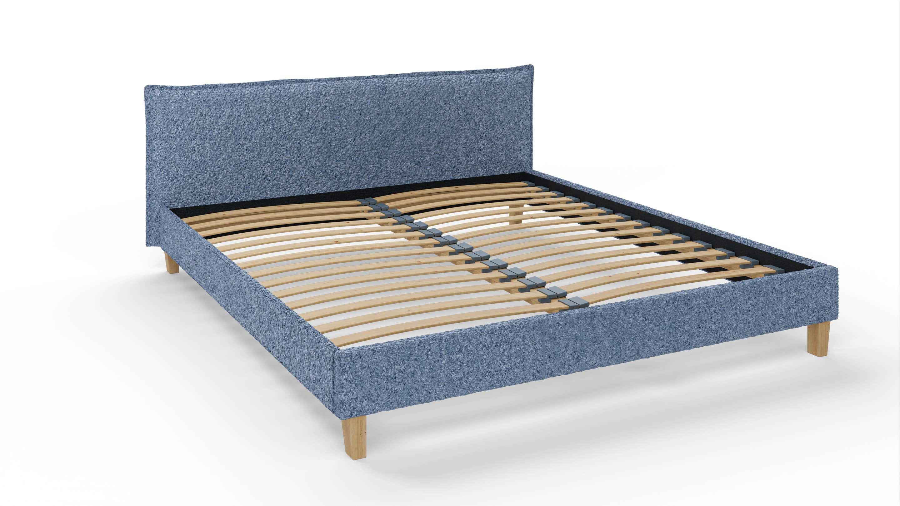POLSTERBETT Arles 180/200 cm Boucle Stoff - Blau/Hellbraun, Holz/Textil (180/200cm) - S-Style Möbel