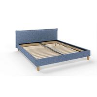 POLSTERBETT Arles 180/200 cm Boucle Stoff - Blau/Hellbraun, Holz/Textil (180/200cm) - S-Style Möbel