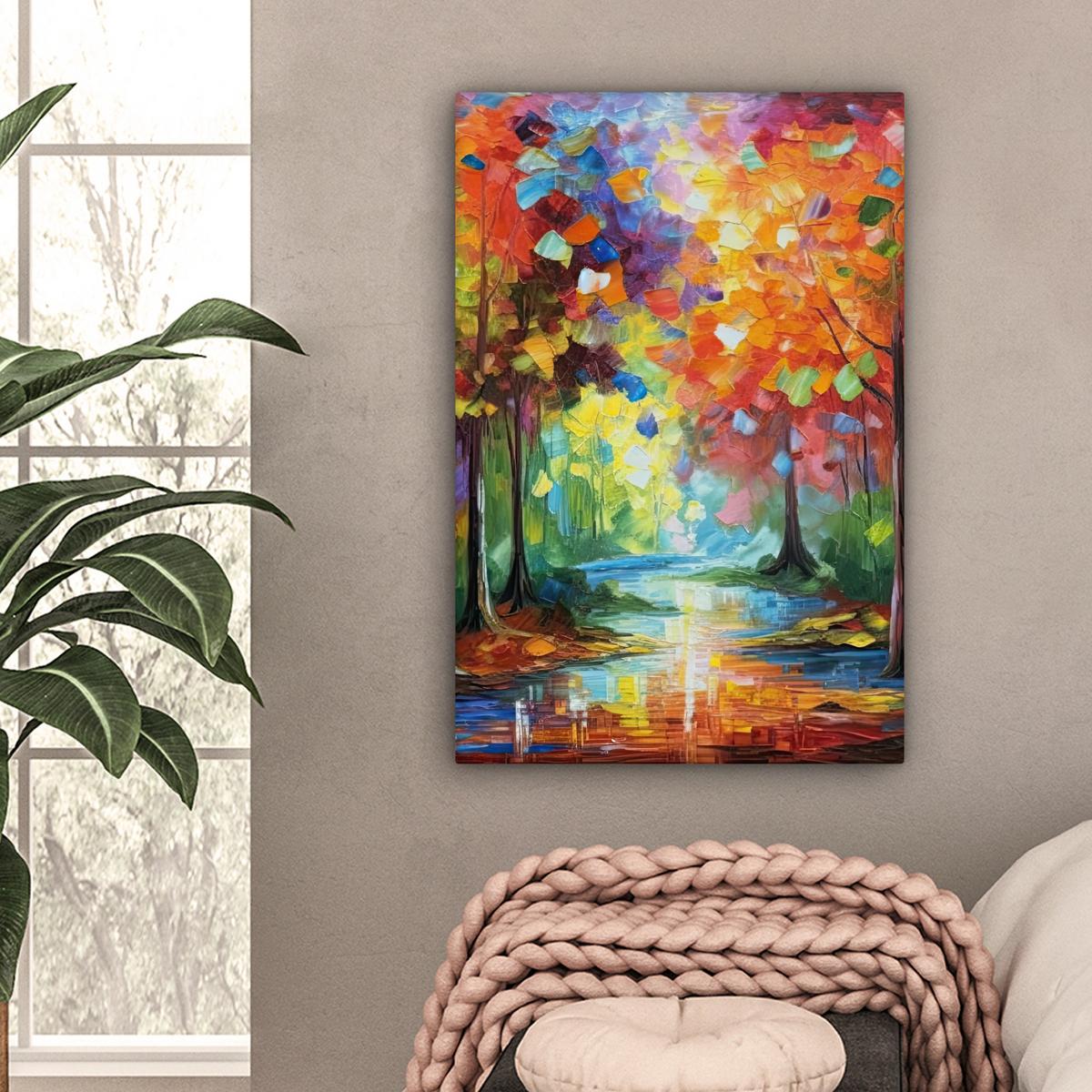 LEINWANDBILD Landschaft - Wald - Farben - Natur Wanddeko 40x60 cm - Multicolor, Textil (40/60cm) - MuchoWow