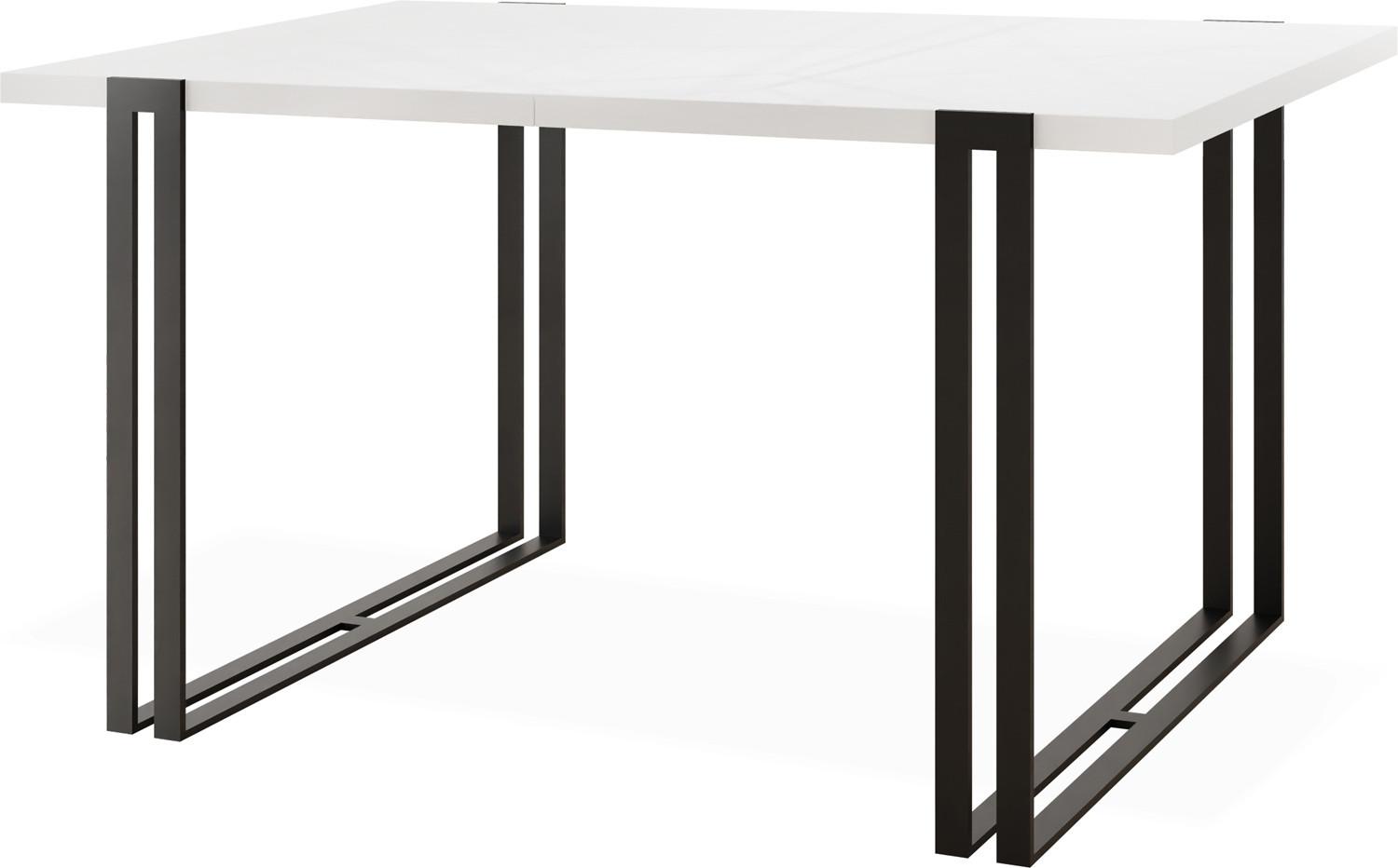 ESSTISCH Marco rechteckig ausziehbar, Weiß 120-220/80/76 cm - Schwarz/Weiß, Holzwerkstoff/Metall (80/220/76cm) - WFL GROUP