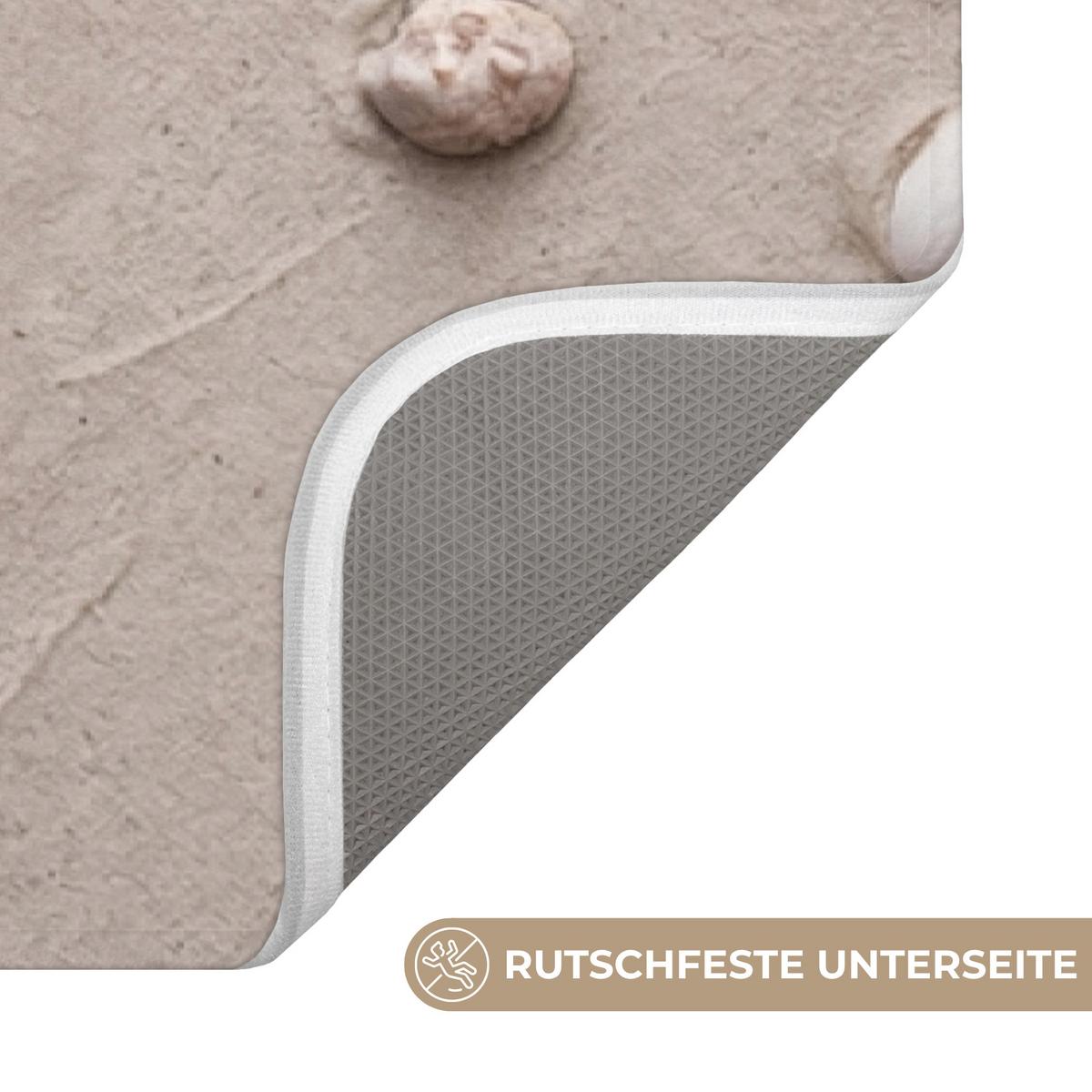 BADEMATTE Muscheln - Seesterne - Strand 60x120 cm - Sandfarben/Creme, Textil (60/120cm) - OnlyWow