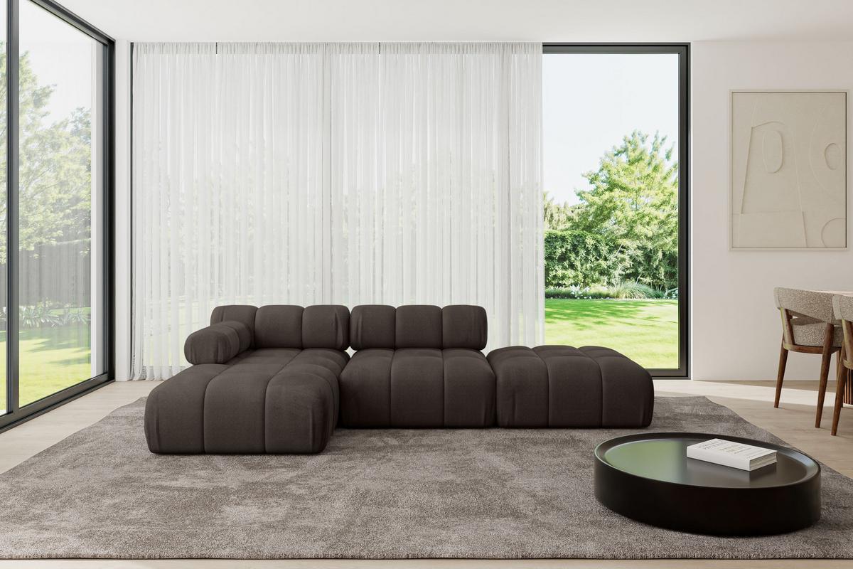 ECKSOFA modulares Sofa Lizur-L1 - 285x160x70 cm Braun Velours - Braun, Holzwerkstoff/Textil (285/160cm) - ALTDECOR