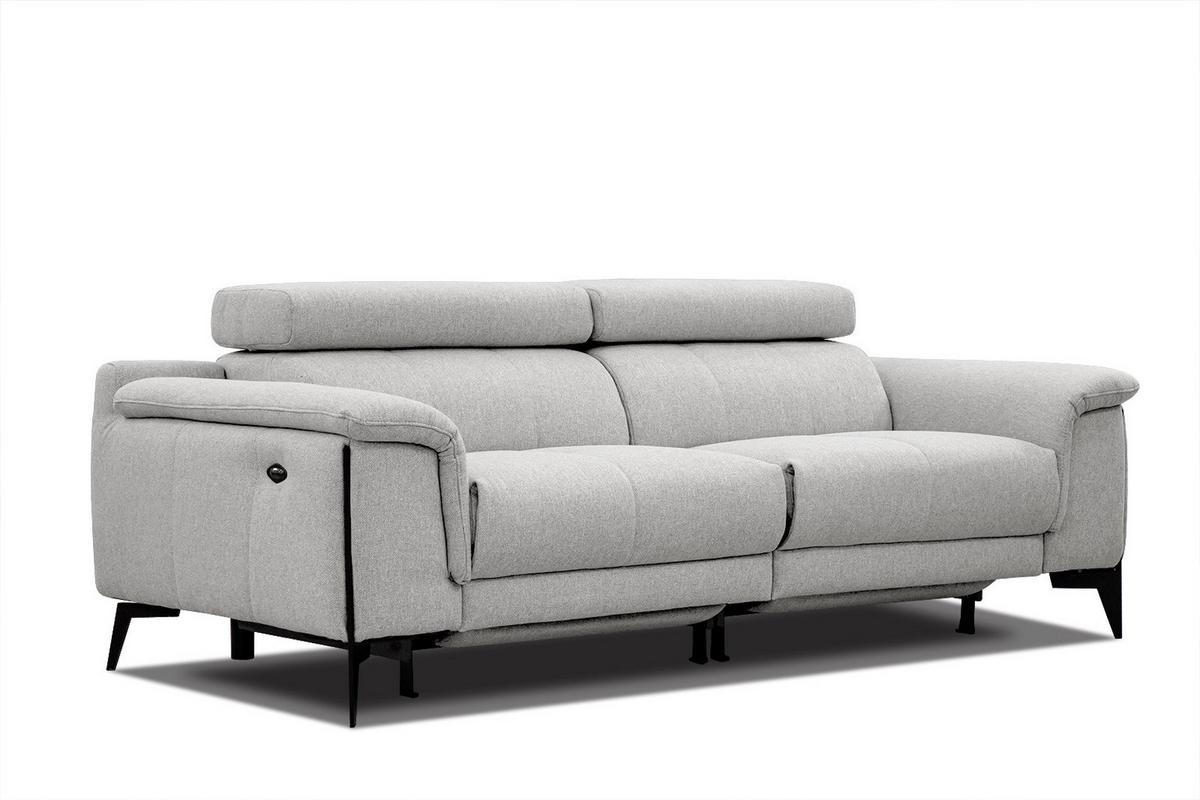 RELAXSOFA MATERA 3-Sitzer mit 2 Relaxfunktionen, hellgrau - Hellgrau/Schwarz, Holzwerkstoff/Textil (212/82/103cm) - Wozimo
