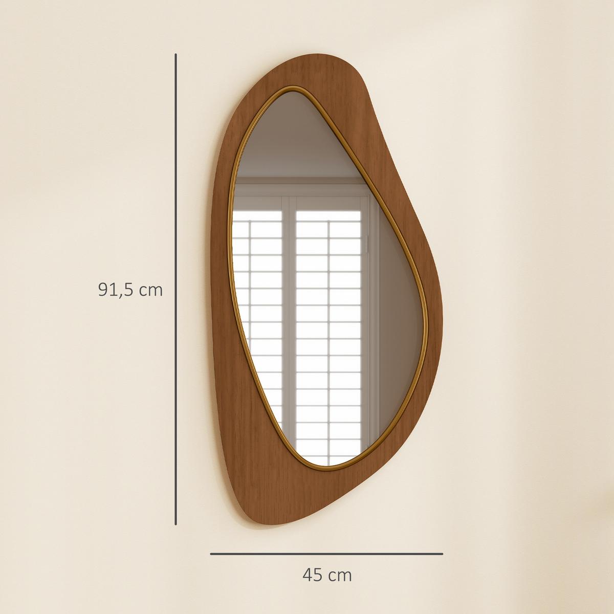 WANDSPIEGEL Naturholz 91,50/45/3 cm - Naturfarben, Glas/Holz (45/3/91.5cm) - HOMCOM