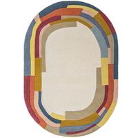 TEPPICH aus Wolle, handgetuftet, LUGAR, in Multi, Farbblock-Bordüre, 140 x 200 cm - Multicolor, Textil (140/200cm) - KADIMA DESIGN