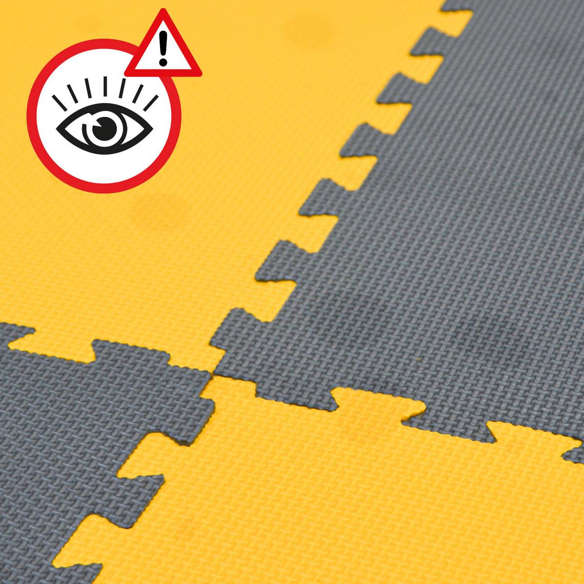 BODENSCHUTZMATTE, 50 x 50cm x 2cm, 4 er Set, Gelb Grau - Gelb, Kunststoff (50/50cm) - eyepower