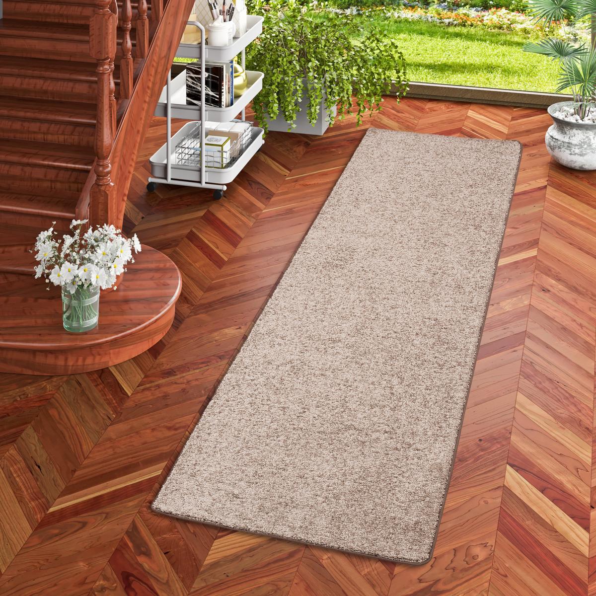 HOCHFLOR VELOURS TEPPICH LÄUFER MONA - Taupe, Textil (80/200cm) - Snapstyle