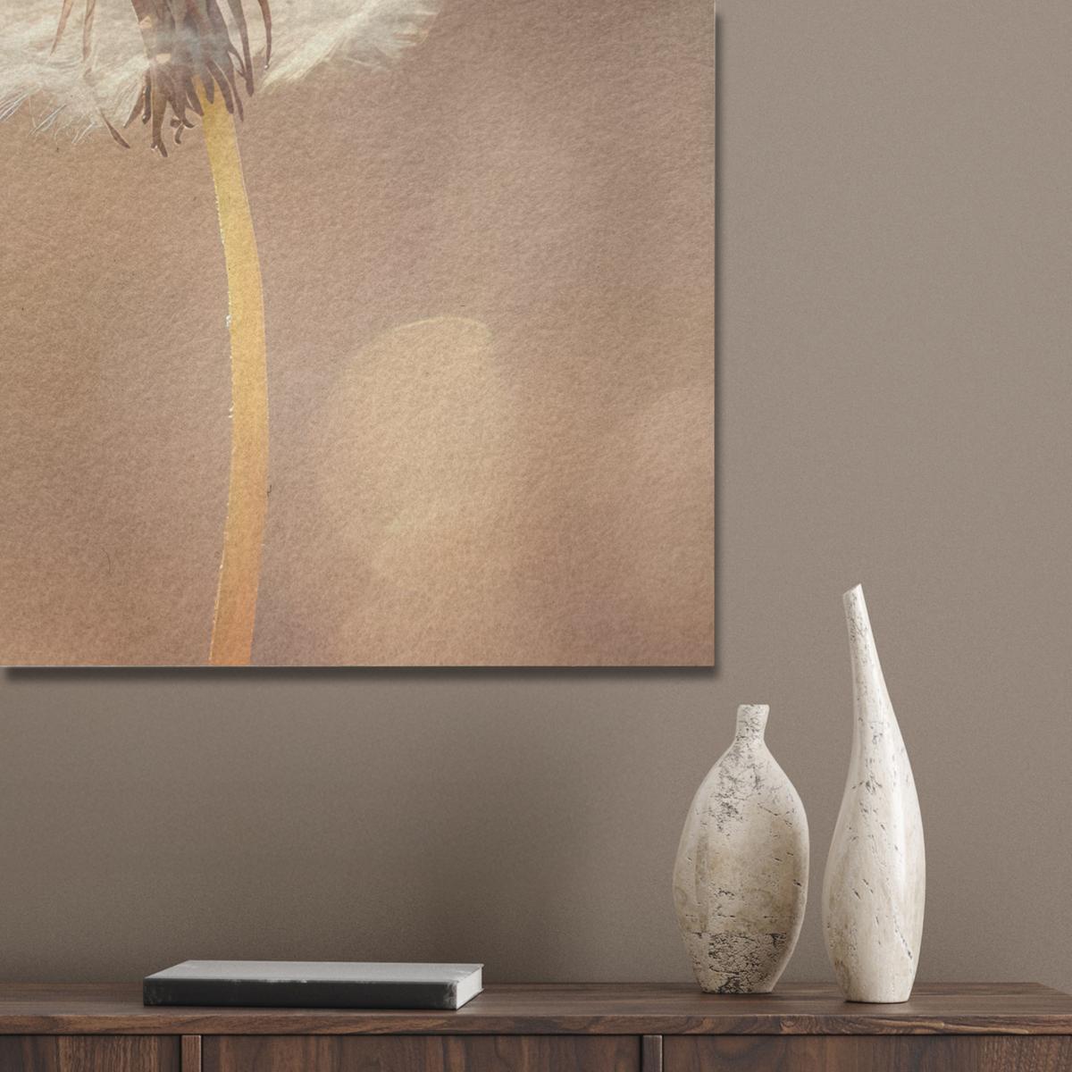 AKUSTIKBILD Löwenzahn - Beige - Natur - Blume Wandbilder 60x80 cm - Hellbraun, Kunststoff (60/80/0.9cm) - MuchoWow