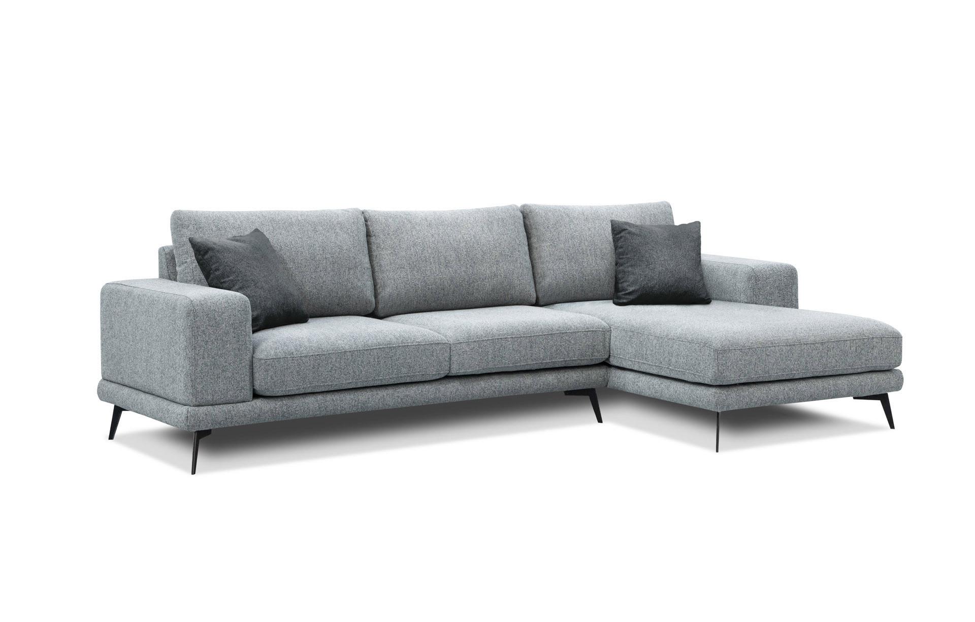 ECKSOFA MEDIOLANE 4-Sitzer, silberfarben - Silberfarben, Holzwerkstoff/Textil (282/219cm) - Wozimo