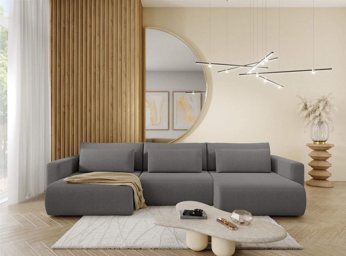 WOHNLANDSCHAFT Chaira Mit Schlaffunktion - Dunkelgrau, Holzwerkstoff/Textil (340/85/149cm) - Fun Möbel