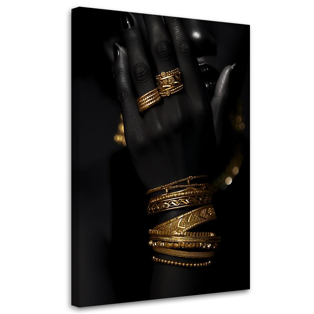 LEINWANDBILD Hand Gold Glamour 40x60cm - Schwarz, Textil (40/60cm) - Feeby